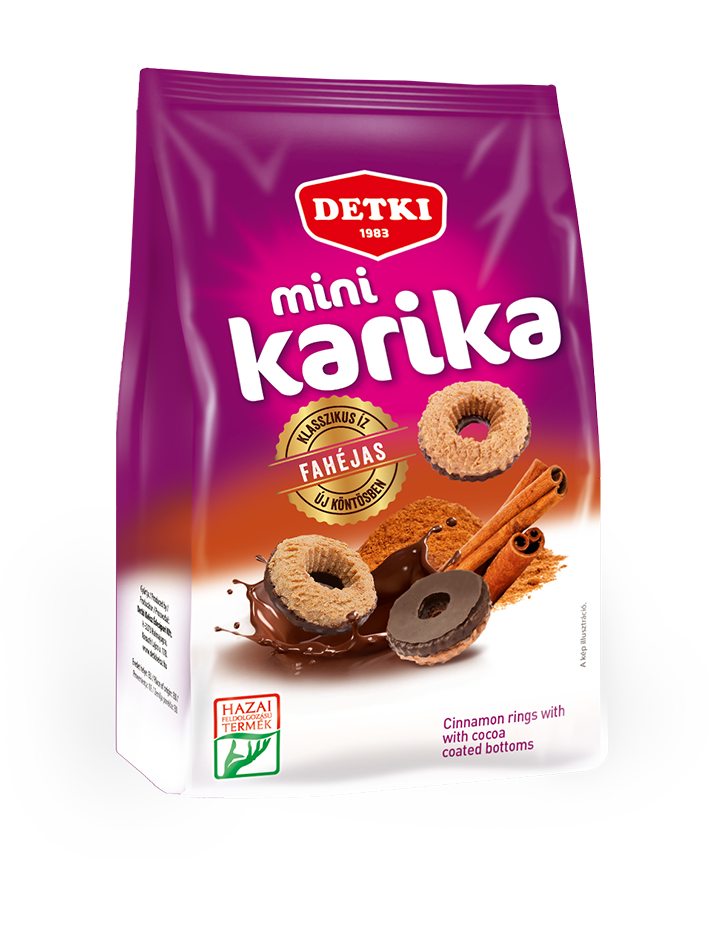 Detki mini karika Fahéjas teasütemény kakaós étbevonómasszával félig mártva 160g